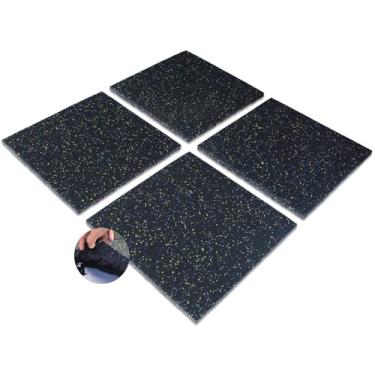 Imagem de Lehom Tapete de borracha para academia Eco-Sport, pacote com 4, 50,8 cm x 50,8 cm x 2,5 cm, tapetes de exercícios antivibração resistentes para equipamentos de academia e almofada para treinos, capa de 29 m²