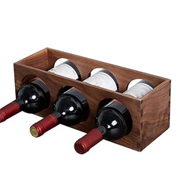 Imagem de zxb-shop Suporte de vinho para armazenamento de vinho, rack de armazenamento de vinho de madeira, lojas de bancada, 3 garrafas de vinho - aparência elegante e chique - Montagem mínima necessária para
