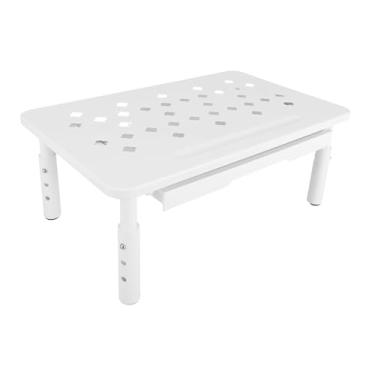 Imagem de Generic Suporte para Laptop Com Gaveta, 3 Alturas Ajustáveis, Aberturas de Fluxo de Ar, Elevador de Tela Com Gaveta para Computador, Monitor, Impressora (Branco)