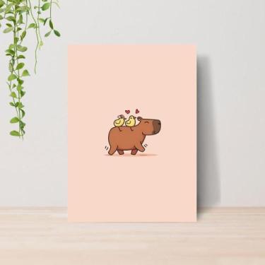 Imagem de Quadro Capivaras Fofas A4  Placa MDF 011 - Lomi Art