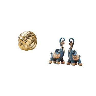 Imagem de Fenteer Estatueta de Elefante em Formato de Bola de Cerâmica Estética E Resina, Ornamento para Decoração de, Sala de Estar, Mesa, Prateleira, Escritór