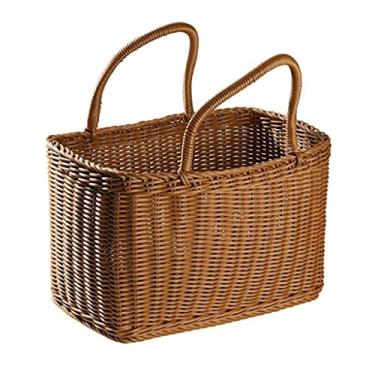 Imagem de Cesta de flores pastoral, cestas de vime, alça de plástico, piquenique, flor, compras, frutas, cesta de mão