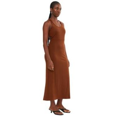 Imagem de Vestido Colcci Midi Justo Com Transpasse Costas Marrom Feminino-Feminino
