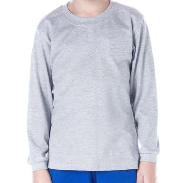 Imagem de Kit 3 Camiseta Básica infantil Menino e Menina Unisex Manga Longa Malh