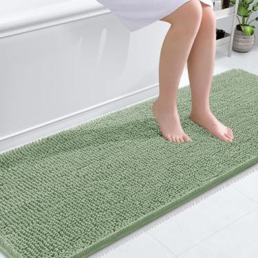 Imagem de Tapete de banho OLANLY Chenille Extra Macio Absorvente 70x60cm Verde S