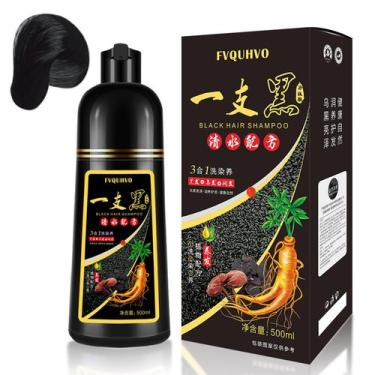 Imagem de Shampoo de tintura de cabelo Fedulili Black 3 em 1 500mL dura 4 semana