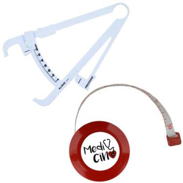 Imagem de Kit Avaliacao Fisica Medir Gordura Corporal Fita Metrica Imc Adipometr