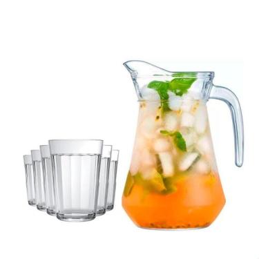 Imagem de Jogo De Jarra 1,6l Com 6 Copos Americanos 300ml Long Drink - Ladiv