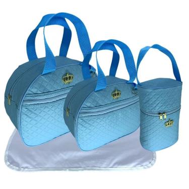 Imagem de Kit Bolsa Saida Maternidade Mala Do Bebe Com Trocado Azul