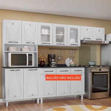Imagem de Armário de Cozinha Compacta de Aço com Vidro 3 Peças Star New Branco