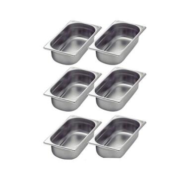 Imagem de Kit de 6 Cubas Gastronômicas Sem Tampa Inox 1/3 150mm - Zepper