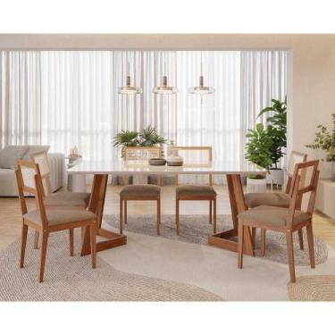 Imagem de Mesa Para Sala De Jantar Caju 1,80 Com 6 Cadeiras Madeira - Ornae
