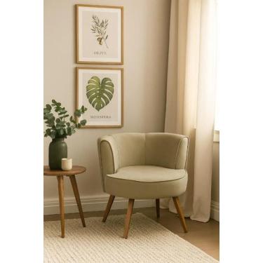 Imagem de Poltrona Para Sala Decorativa Bela Suede Bege Mirra Decor