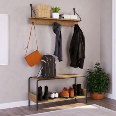 Imagem de Conjunto Banco Sapateira Tube e Prateleira Decorativa Complementos em 
