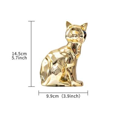 Imagem de Fenteer Vaso de Porcelana com Tampa E Estátua de Gato, Estatueta Decorativa, Escultura de Animal, Ornamento de Artesanato para Decoração de Festa E Lareira