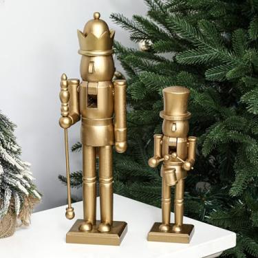 Imagem de Quzzil 2 peças de enfeites de quebra-nozes de Natal, bonecos de quebra-nozes neutro, 25 cm, enfeite de decoração de Natal, soldado, presente colecionável festivo para mesa, lareira, prateleira, mesa