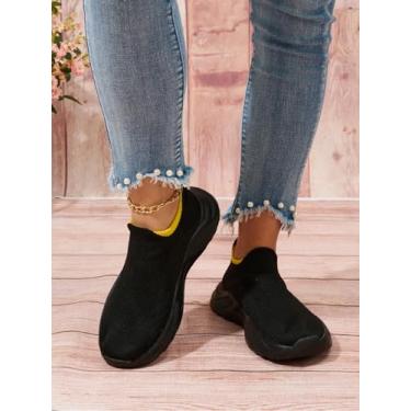 Imagem de Tênis feminino de caminhada, sem cadarço, leve, casual, atlético, academia, viagem, trabalho, Preto, 36