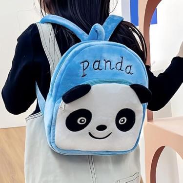 Imagem de Mochila casual fofa de desenho animado de pelúcia estilo animal bolsa de ombro bolsa de moedas presente de férias, azul