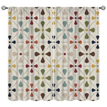Imagem de Cortina de meados do século vintage geométrico abstrato tratamento de janela boho arte moderna clássica minimalista cortinas de tratamento de janela para quarto sala de estar cozinha L 106 x C 113 cm