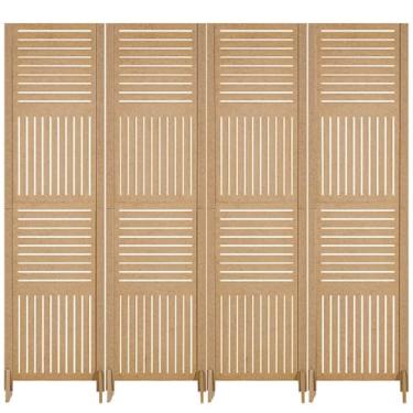 Imagem de Biombo 1 2 3 4 Folha Reto Repartido Painel Vazado Mdf Divisor Separador Divisória Ambiente Com Pé (4 Horizontal Vertical)