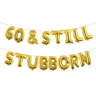 Imagem de Faixa de glitter multicolorida 60 & Still Stubborn - Decorações de festa de aniversário de 60 anos e aniversário (60 & STILL STUBBORN Gold)