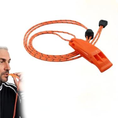 Imagem de Apitos de emergência ao ar livre com cordão apito de segurança estridente alto para colete salva-vidas jaqueta barco pesca acampamento caminhadas sinalização salva-vidas