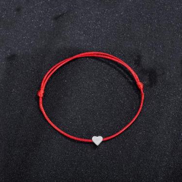 Imagem de Tornozeleira de coração dourado para mulheres, homens, pulseiras de tornozelo feitas à mão com corda de cera para mulheres, joias minimalistas, à prova d'água, adjustable, Metal, Sem Pedra Preciosa