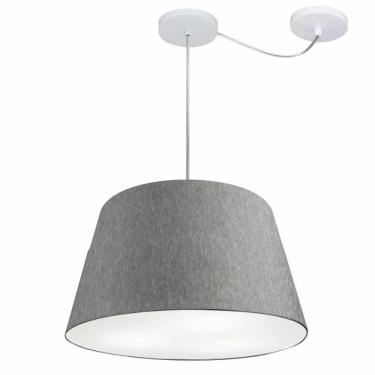 Imagem de Lustre Pendente Cone Com Desvio De Centro Vivare Md-4279 Cúpula Em Tecido 30x40cm - Bivolt Rustico-cinza 127/220v