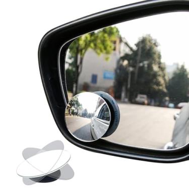 Imagem de 2 peças de espelho de ponto cego redondo, espelho retrovisor convexo sem moldura de vidro HD redondo de 5 cm, acessórios externos com haste ajustável de grande angular para carro, SUV e caminhões