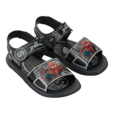 Imagem de Sandália Infantil Menino Marvel Team Capitão América Azul ou Homem Aranha Preto Grendene Kids (Preto, BR, Criança de 4 a 8 anos, Numérico, 26)