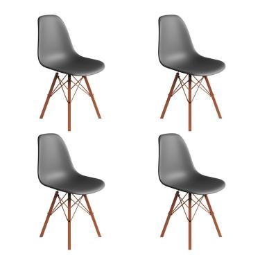 Imagem de Conjunto 4 Cadeiras Eames Estilo Moderno Em Ferro Cobre Com Assento Cinza