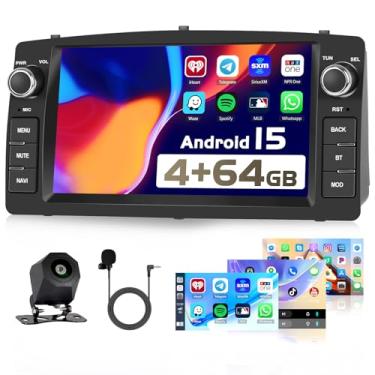 Imagem de Rádio 4 + 64 G para Toyota Corolla E120 E130 2000-2006, tela sensível ao toque Android 15 de 7 polegadas para carro estéreo E120 com carplay/Bluetooth5.0/EQ/FM/RDS/5GHz WiFi/Navegação GPS/1280 * 720