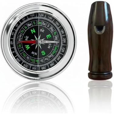 Imagem de Apito Macuco com Chumbo Profissional + Bússola Profissional 7,5 Portátil Camping Caça Trilha