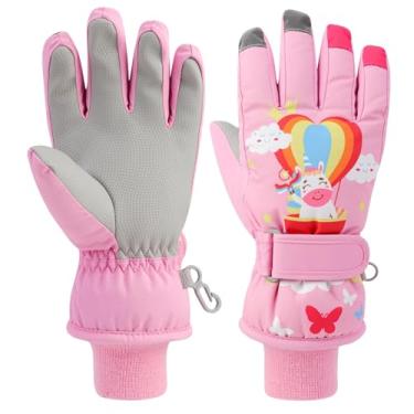 Imagem de Luva de neve infantil de inverno à prova de vento luva térmica antiderrapante com design de luva esportiva com punho longo canelado de malha, luva quente para uso ao ar livre, adequada para meninas de
