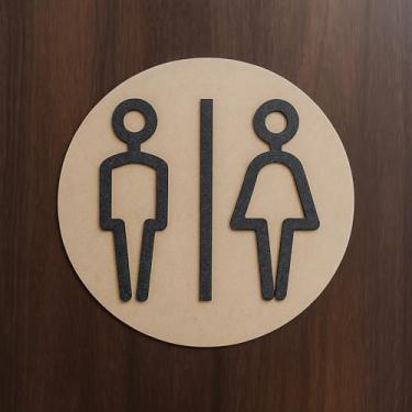 Imagem de Placas Decorativas de Sinalização Café Unissex Masculino Feminino Acessibilidade Redondo em MDF(Unissex)