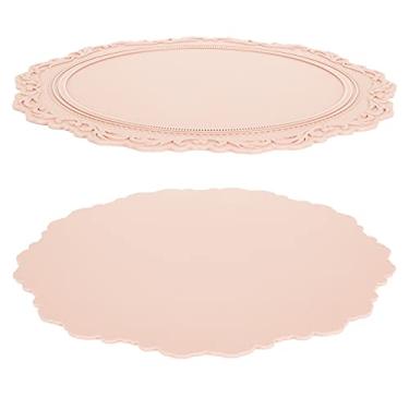 Imagem de Cryfokt Jogo Americano de Silicone Redondo Espessado para Isolamento de Mesa, Resistente a água/riscos/manchas, Fácil de Limpar Com Material Sem BPA, Design Elegante Antiderrapante para (Rosa)