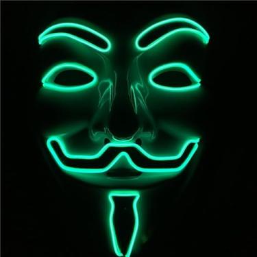 Imagem de LED V for Vendetta Halloween Mask – Light Up Anonymous Guy Fawkes Hacker Mask with EL Wire | Cyberpunk Cosplay & Party Costume Accessory