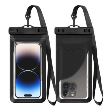 Imagem de Capa de telefone à prova d'água, com protetor interno de cartão, bolsa seca universal para celular embaixo da água, acessórios de praia (preto)