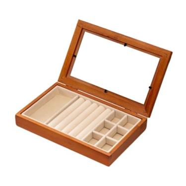 Imagem de Deevoka Caixa de joias de madeira, organizador, porta-joias, grande capacidade, bandeja de mesa para exibição de colares, loja de venda, organização doméstica, Style B