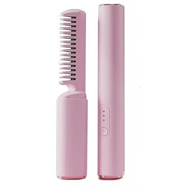 Imagem de Pente Alisador PortáTil Para Viagem | Mini Escova Alisadora RecarregáVel De Bolso | Alisa O Cabelo Em 1 Minuto | PráTico E Sem Fio(Rosa)