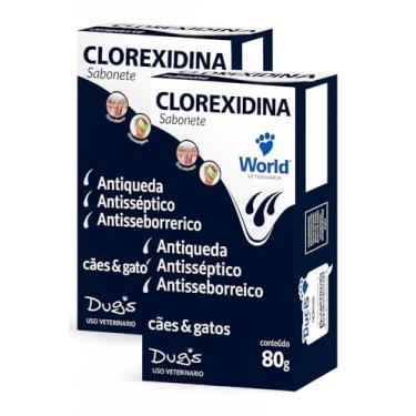 Imagem de Kit 2 Sabonete Veterinário com Clorexidina 2% – Cuide da Pele do seu Pet com Carinho e Proteção 80g Antisséptico para Cães e Gatos – World Veterinária