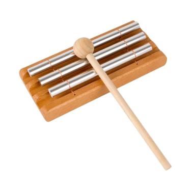 Imagem de Dynwave Sino de mão de três tons com martelo incluído, brinquedo musical educacional, sino de vento para professores, sala de aula, meditação consciente