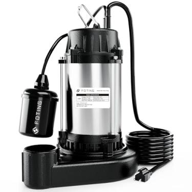 Imagem de FOTING Bomba Submersível De Esgoto/Efluentes De 1 Hp, Bomba Séptica De Ferro Fundido E Aço De 6.000 Gph, Interruptor De Flutuação Automático Com Fio De 115 V, Bombas De Depósito Para Porão, Fossa S