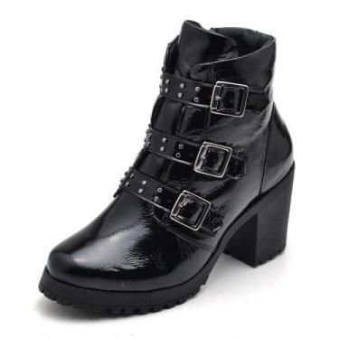 Imagem de Bota Coturno Pires Shoes Detalhes De Tiras e Fivela Com Fecho Zíper, 3