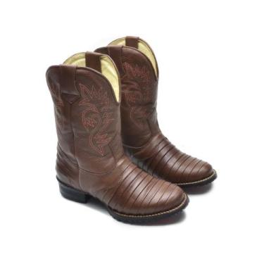 Imagem de Bota Couro Texana Masculina Country Forro e Palmilha em Gel Conforto A