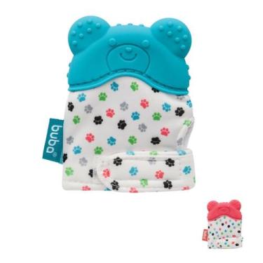 Imagem de Mordedor para Bebe Luvinha Silicone Azul Rosa Ursinho Buba, Azul