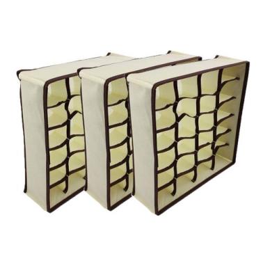 Imagem de Kit 3 Organizador de Gavetas Roupas Intimas Meias Cueca Calcinha Colme