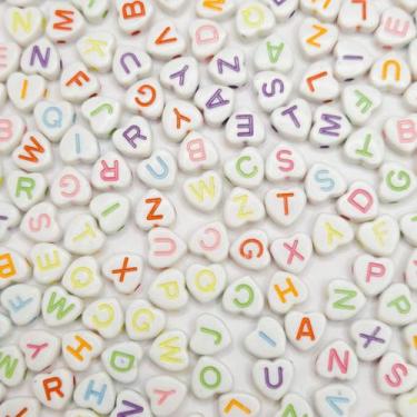 Imagem de Miçanga Passante Letras Colorida 7mm 300pçs 45g Alfabeto Escolha o Mod