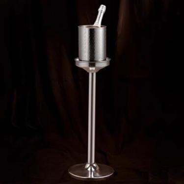 Imagem de Balde de gelo de aço inoxidável bicamada preservação do calor isolamento frio bonito KTV champanhe vinho tinto cerveja gelo bloco de gelo balde comercial (prateado, com prateleiras)