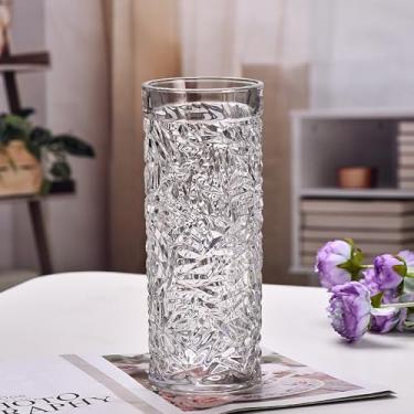 Imagem de GIDARY Vaso grande de 25 cm, vasos de vidro cilíndricos transparentes pesados grossos para mesas de centro de mesa, vaso de flores para decoração de casa